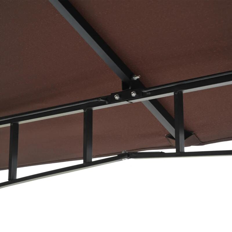 Pavilion/foisor pentru gradina/terasa, cadru metalic, cu plasa pentru insecte, maro si alb, 2.95x2.95x2.7 m — imaginea 5
