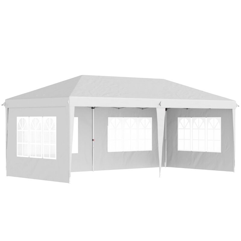 Pavilion pentru gradina/comercial, cadru metalic, material Oxford, 4 pereti, pliabil, alb, 5.85x2.95x2.70 m — imaginea 2