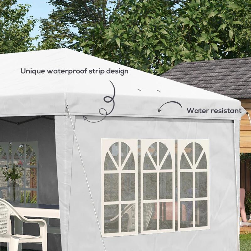 Pavilion pentru gradina/comercial, cadru metalic, material Oxford, 4 pereti, pliabil, alb, 5.85x2.95x2.70 m — imaginea 3