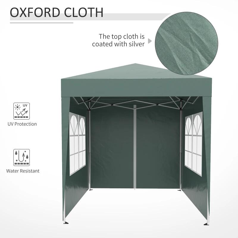 Pavilion pentru camping, cadru metalic, 4 pereti, pliabil, verde, 2x2x2.4 m — imaginea 3