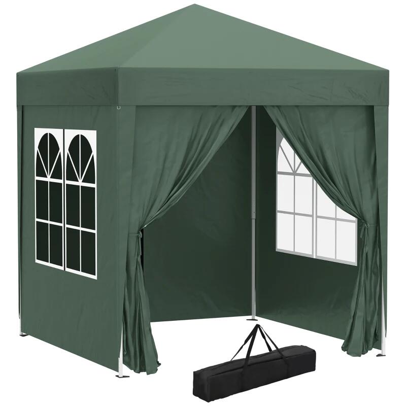 Pavilion pentru camping, cadru metalic, 4 pereti, pliabil, verde, 2x2x2.4 m — imaginea 4