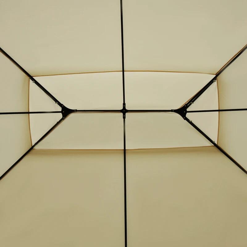 Pavilion/foisor pentru gradina/terasa, cadru metalic, cu perdele, crem, 4x3x2.65 m — imaginea 6