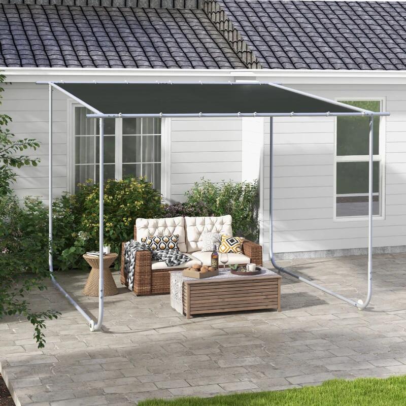 Pavilion pentru gradina/terasa, cu roti, cadru metalic, pliabil, negru, 3.02x3.02x2.5 m — imaginea 9
