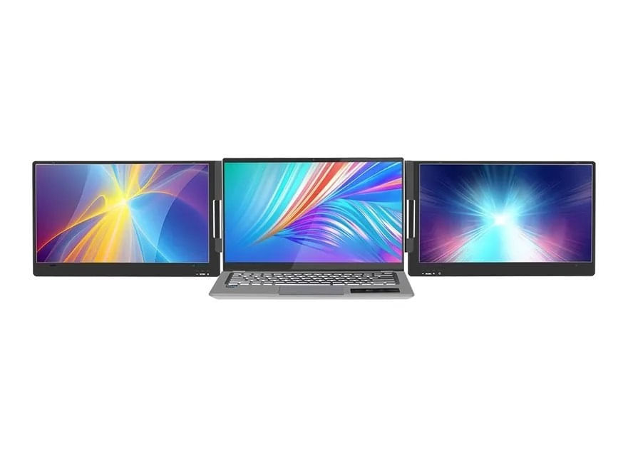 Monitor Extensibil Tri-Screen pentru Laptop, 14 Inch, Portabil, Compatibil cu Ios, Android, Windows, Mac, 360 Grade
