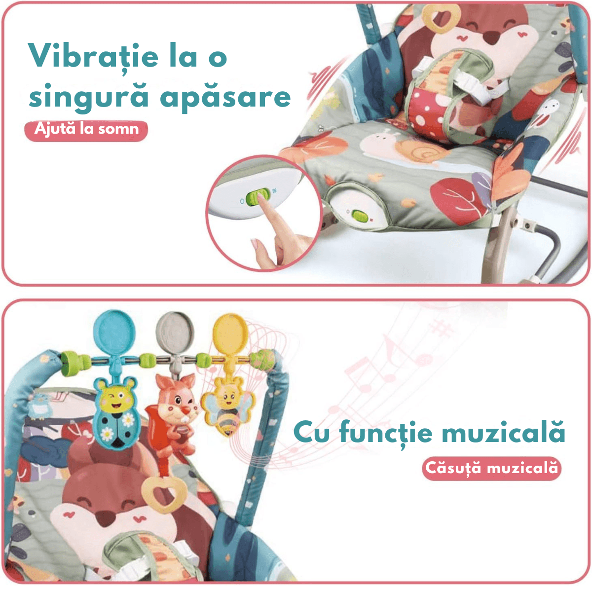 Balansoar si scaun electric 3 in 1 pentru bebelusi, VisionHub®, Multifunctional cu Cantece si vibratii linistitoare - 2 | YEO