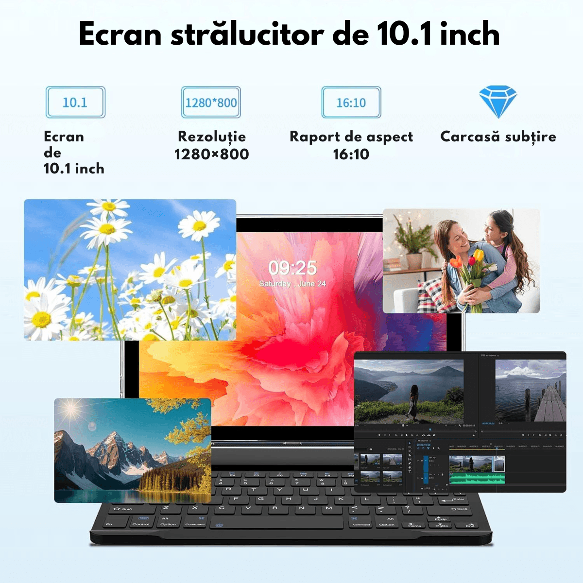 Tableta 2-in-1, de 10.1 inch, 8GB RAM (4+4GB Extensibil), 128GB ROM, Android 14, WiFi 5G & 2.4G,Procesor Octa-Core A523 - 1 | YEO