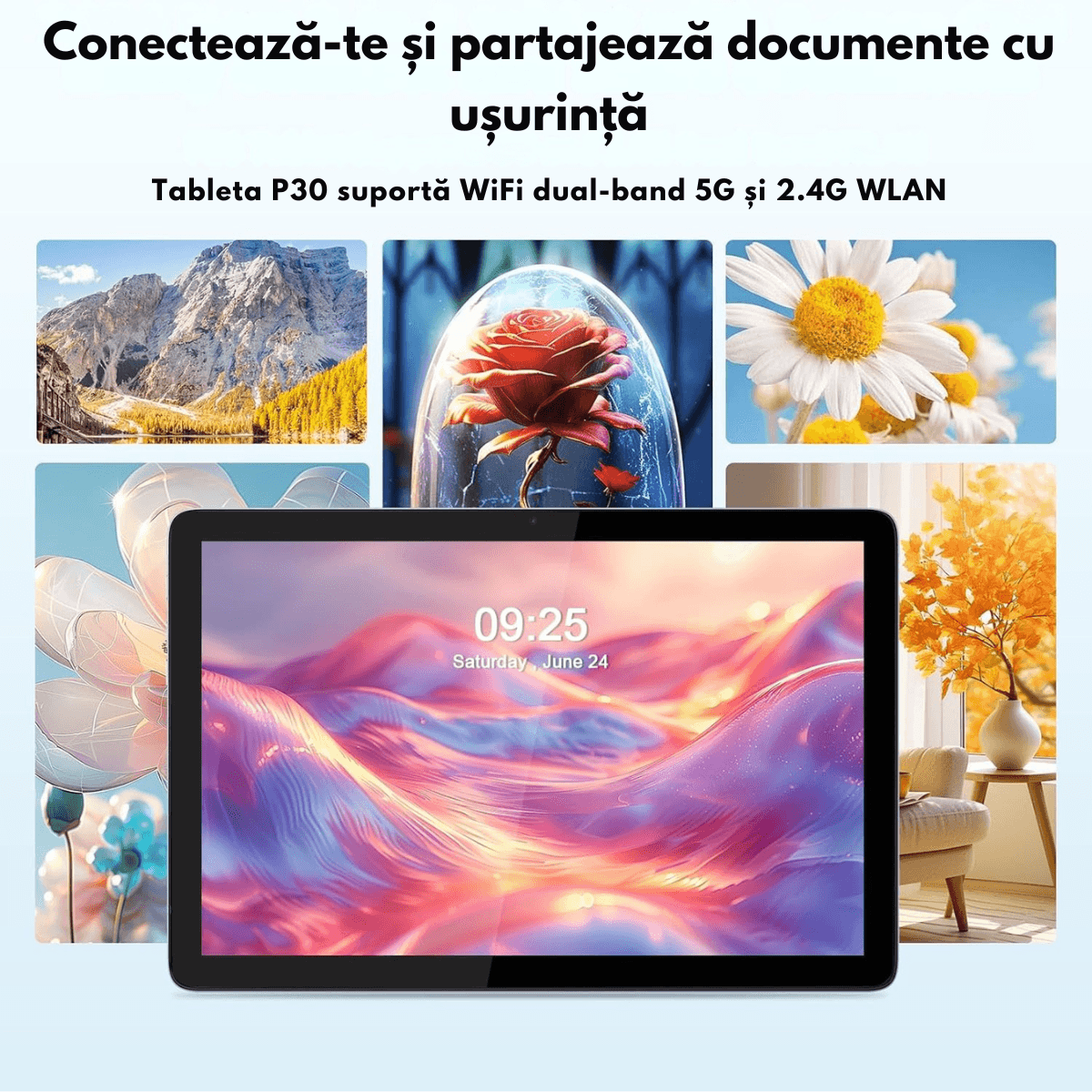 Tableta 2-in-1, de 10.1 inch, 8GB RAM (4+4GB Extensibil), 128GB ROM, Android 14, WiFi 5G & 2.4G,Procesor Octa-Core A523 - 3 | YEO