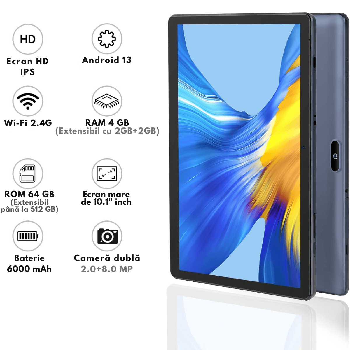 Tableta 10 Inchi VisionHub® Tronpad - Android 13, Performanta Rapida, Ecran HD IPS, Android 13, 64GB Stocare, 4GB RAM - 4 | YEO