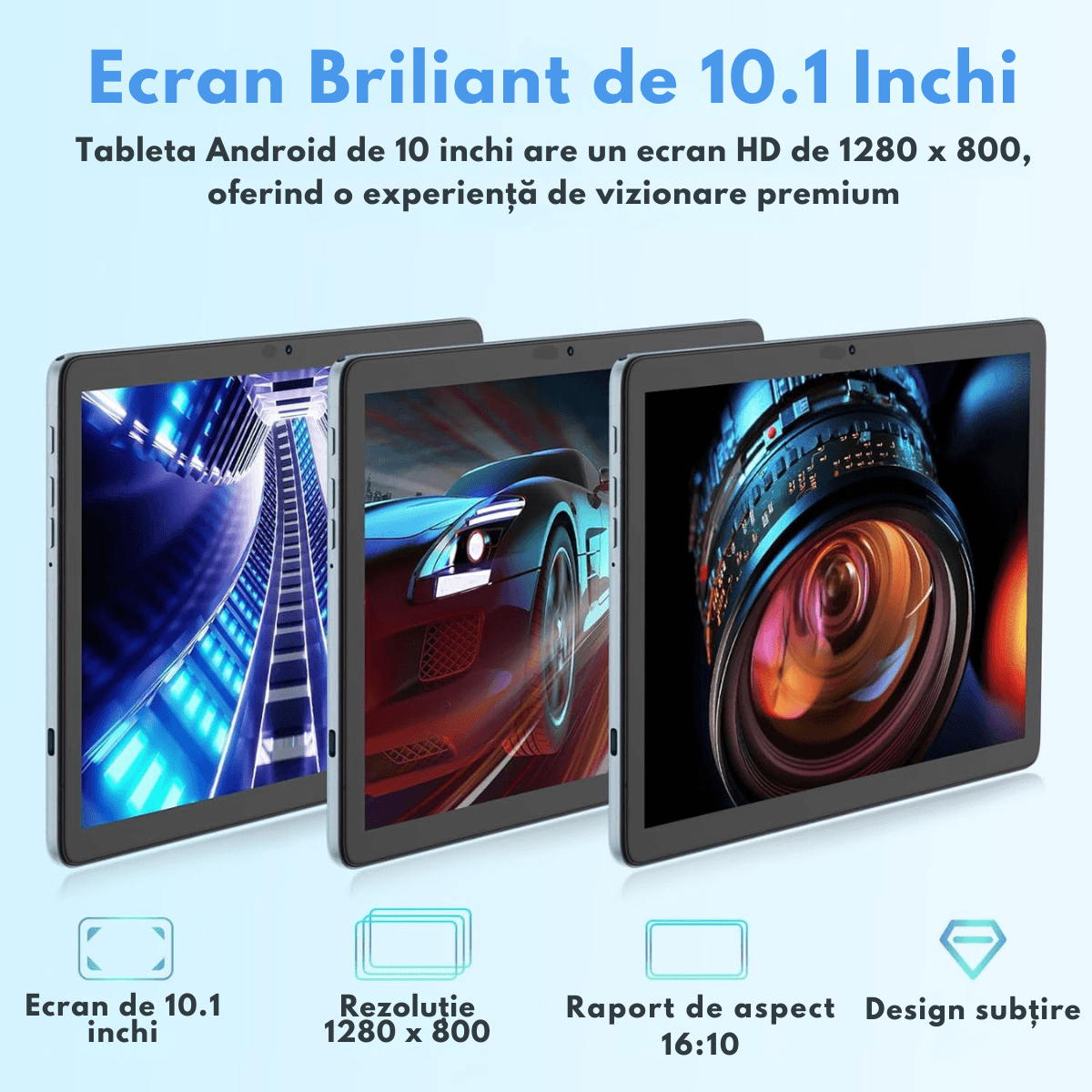 Tableta Android 15 VisionHub® 10.1 inch - 12GB RAM (6+6GB Extensibil), 128GB ROM, Octa-Core T606, 4G LTE + WiFi 5G, 8MP