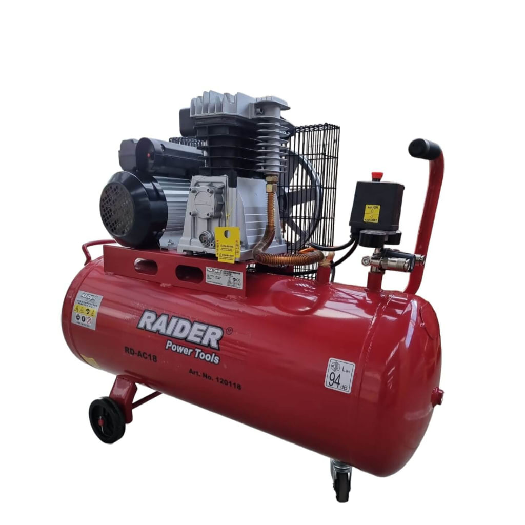 Compresor de aer pe curea cu 2 pistoane RD-AC18, 100 l, 2.2 kW, 320 l / min, Raider 120118