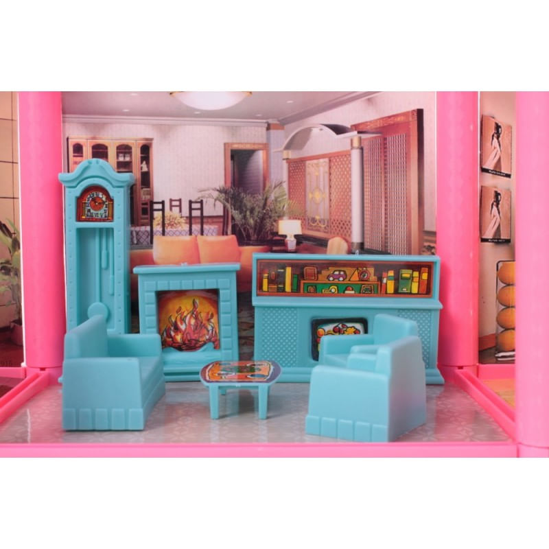 Casuta de papusi MalPlay, cu mobilier si figurine, 136 piese, 36 cm inaltime