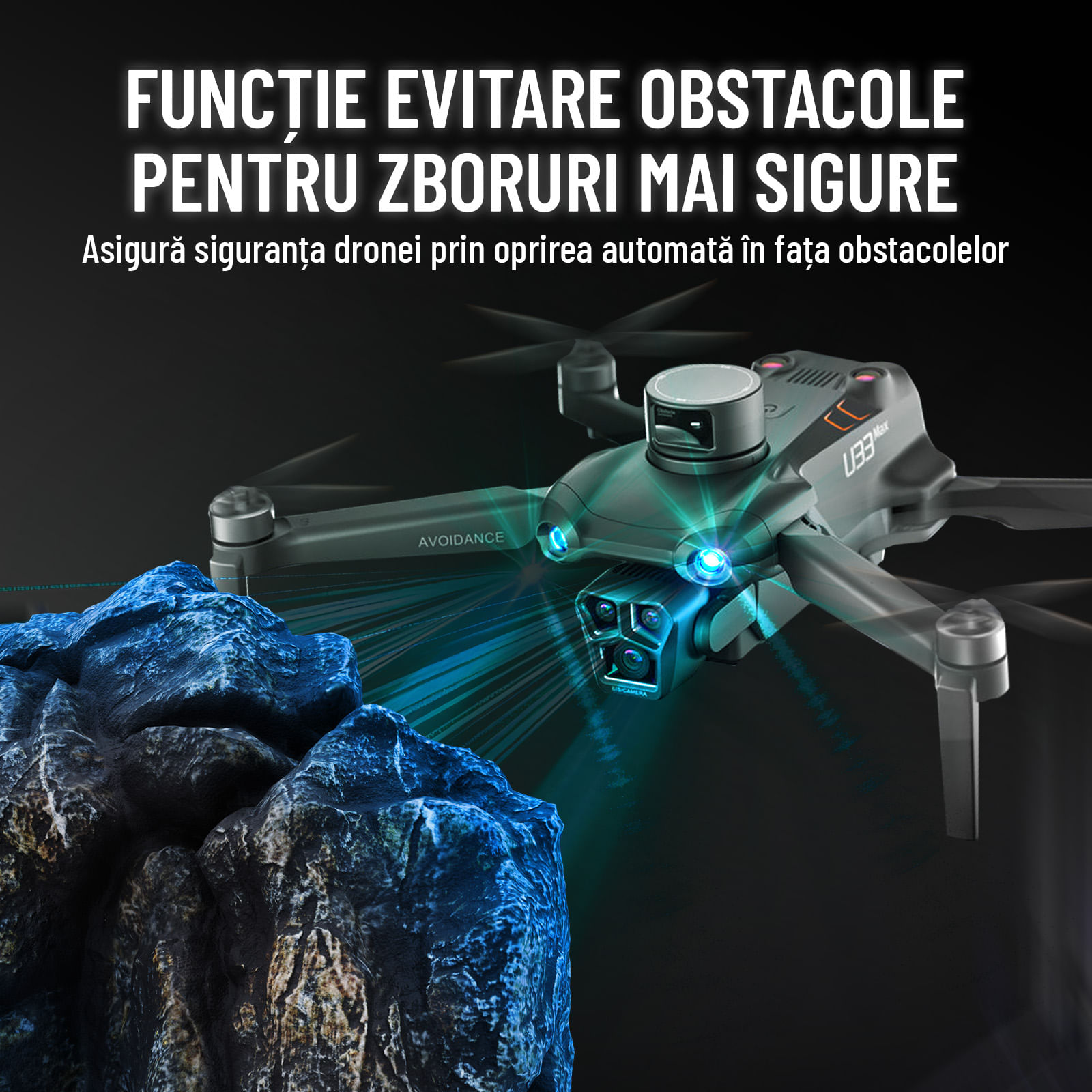 Drona Nivazo U33 Max, cu 2 acumulatori 3000mAh, follow me, functie de evitarea obstacolelor, autonomie pana la 29 minute - imagine 2
