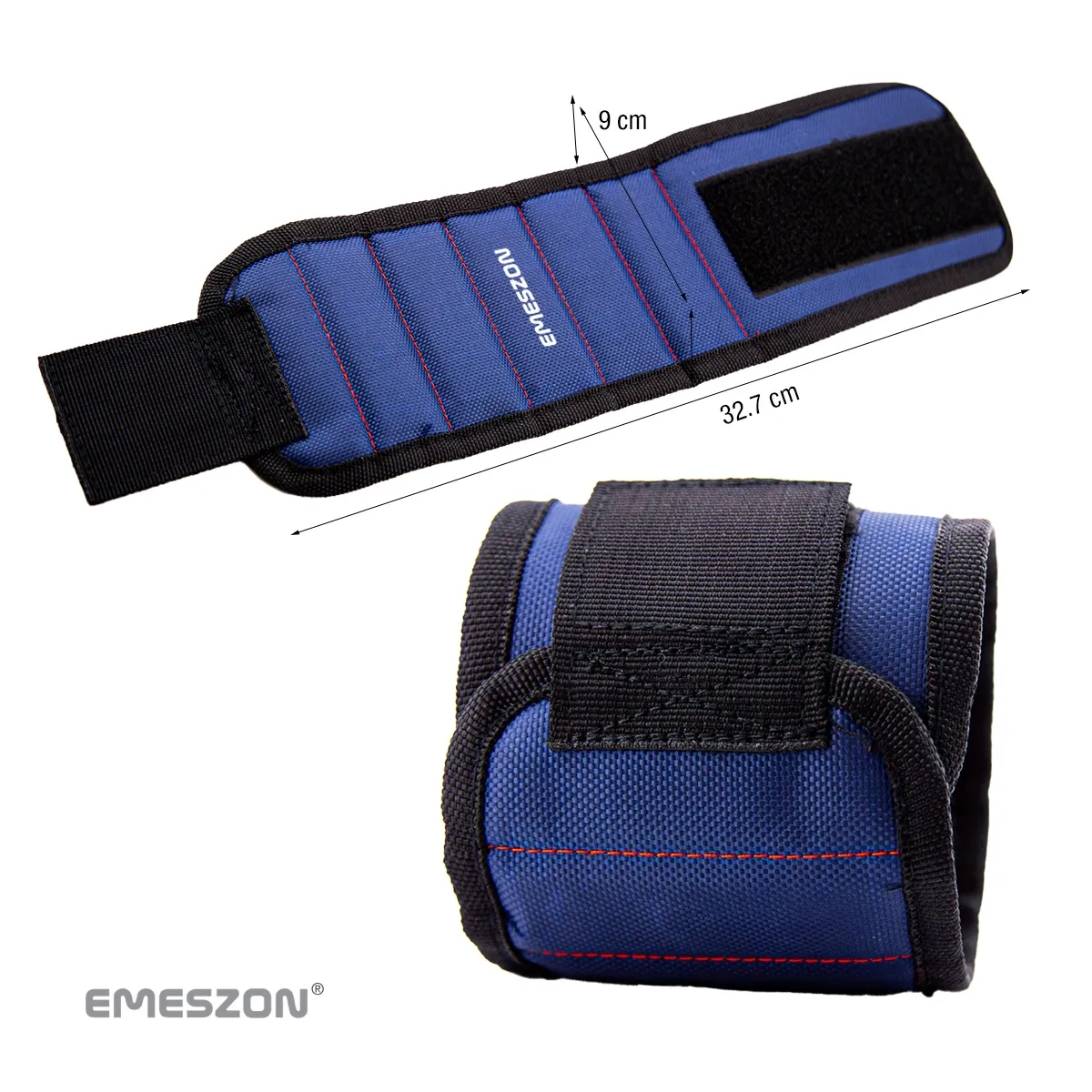 Bratara Magnetica unelte si scule, EMESZON® MW15, 15 Magneti Neodim, sustine suruburi, cuie, piulite, saibe, Albastru — imaginea 6