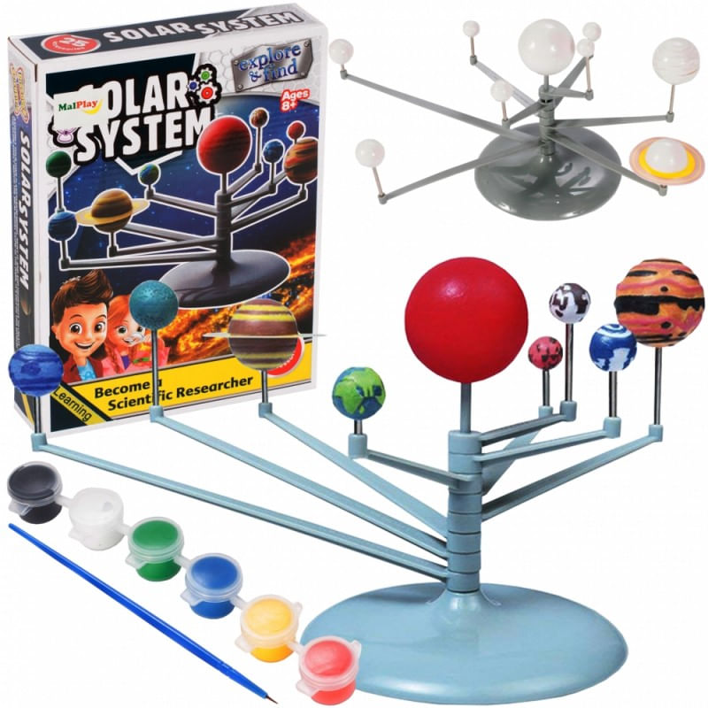 Joc educational Malplay Sistemul solar 3D fosforescent pentru asamblat cu 25 accesorii pentru copii - imagine 5
