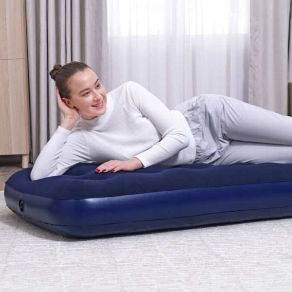 Saltea Gonflabila Mercaton, PVC si Velur, 185 x 76 x 22 cm, Albastru - 4 | YEO