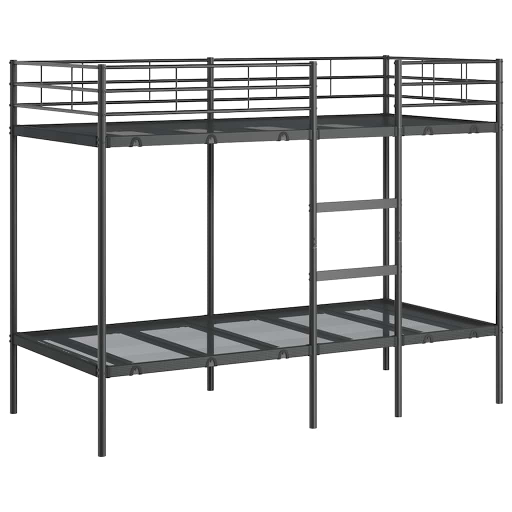 Pat supraetajat fara saltea negru 90x200 cm otel