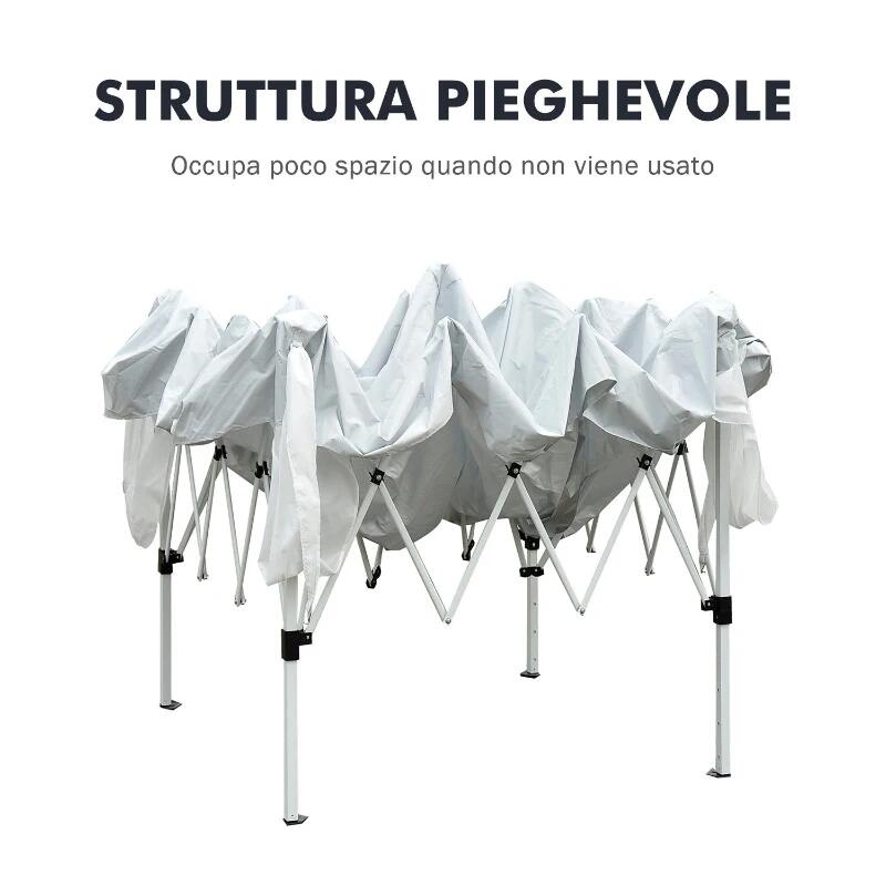 Pavilion pentru gradina/terasa, cadru metalic, material Oxford, pliabil, cu geanta, alb, 3x3x2.4 m — imaginea 7