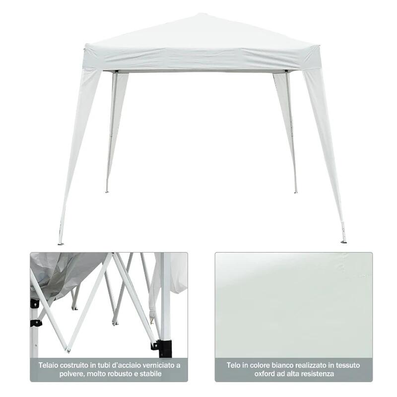 Pavilion pentru gradina/terasa, cadru metalic, material Oxford, pliabil, cu geanta, alb, 3x3x2.4 m — imaginea 8