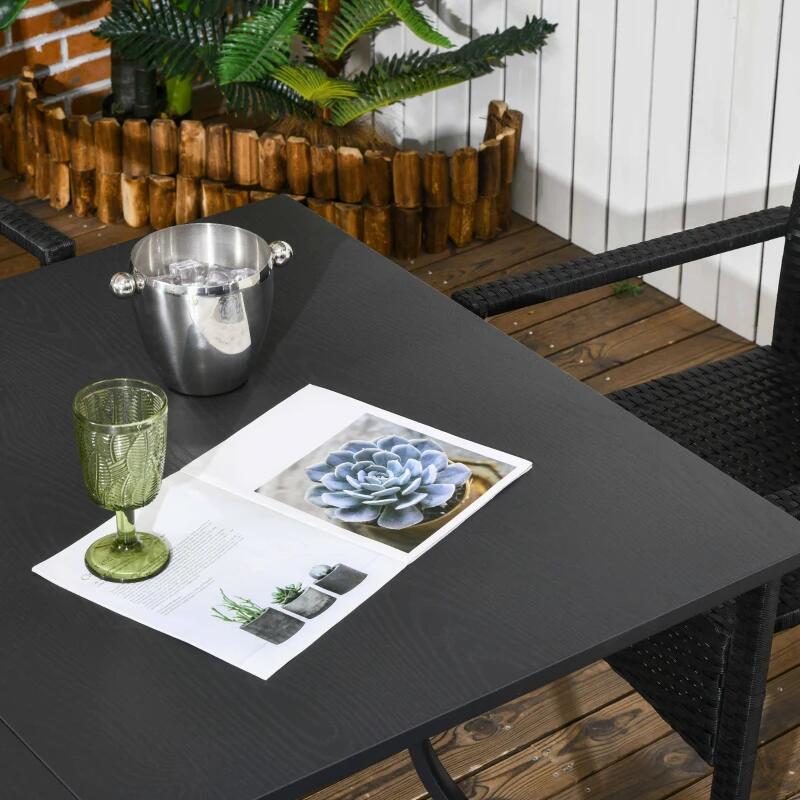 Set mobilier gradina/terasa, negru si bej, ratan sintetic, 1 masa, 6 scaune, lynna — imaginea 5