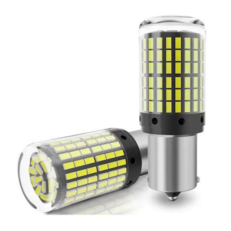 Set 2 Becuri LED pentru Marsarier lumina Alb Rece 6000 K Alb Pur P21W BA15S 144 SMD - 1 | YEO