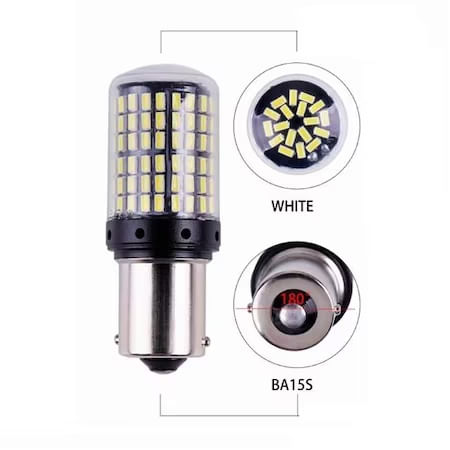 Set 2 Becuri LED pentru Marsarier lumina Alb Rece 6000 K Alb Pur P21W BA15S 144 SMD - 3 | YEO