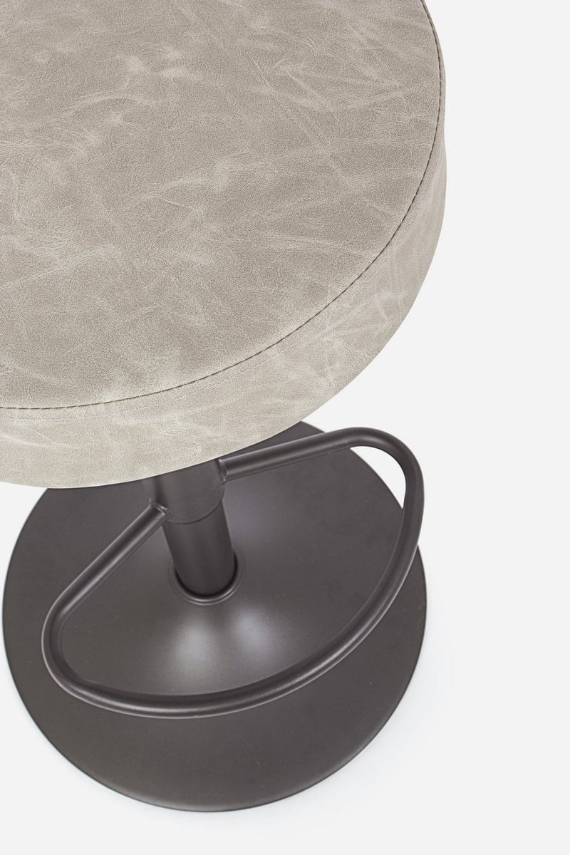 Scaun de bar cadru fier gri si sezut piele ecologica gri deschis Piper 35 cm x 35 cm x 64/85 h — imaginea 3