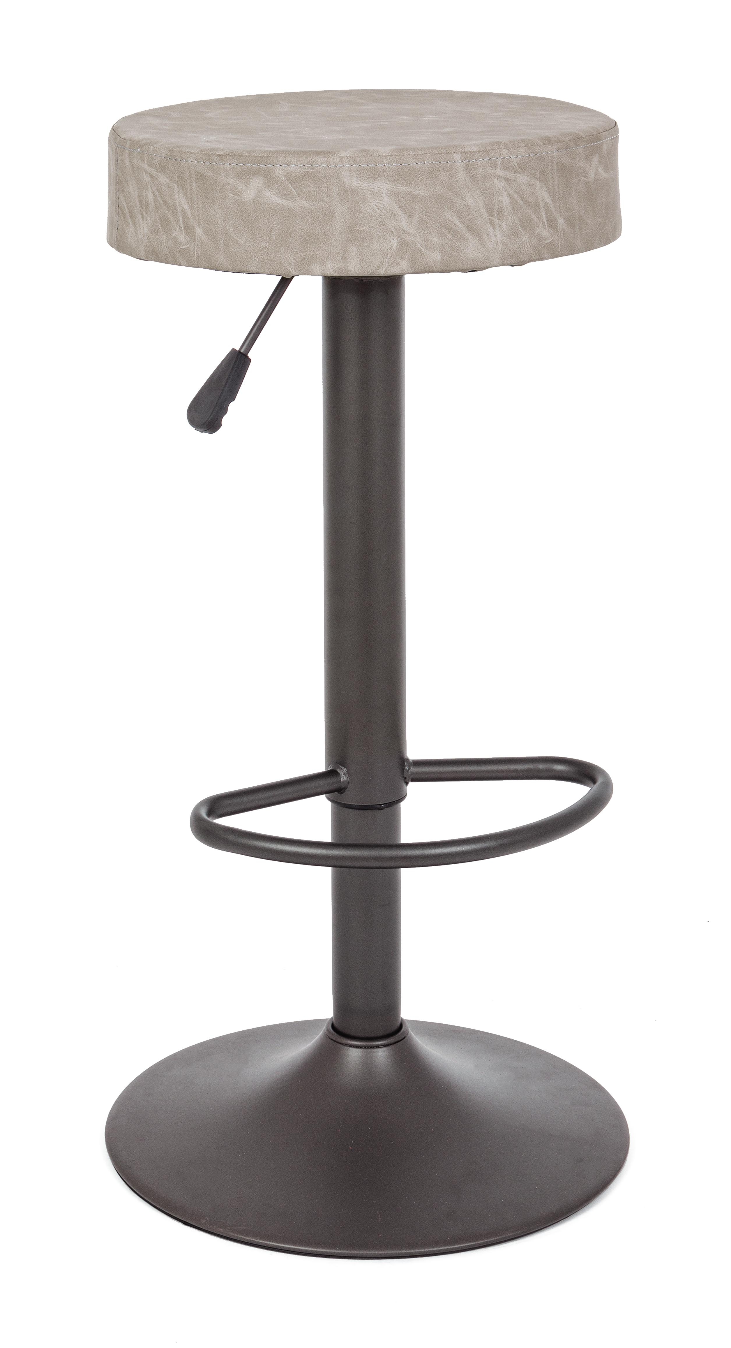 Scaun de bar cadru fier gri si sezut piele ecologica gri deschis Piper 35 cm x 35 cm x 64/85 h — imaginea 4