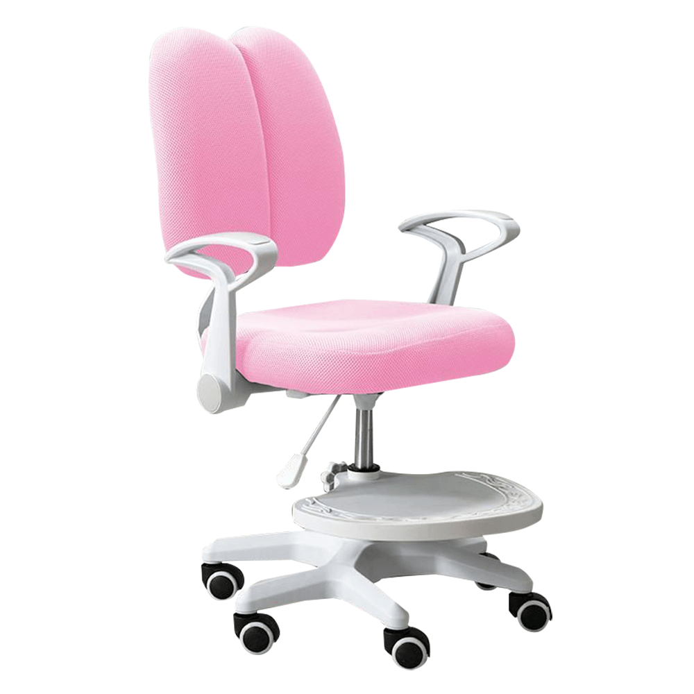 Scaun birou reglabil cu suport picioare si curele roz alb Anais 58x55x102 cm — imaginea 3