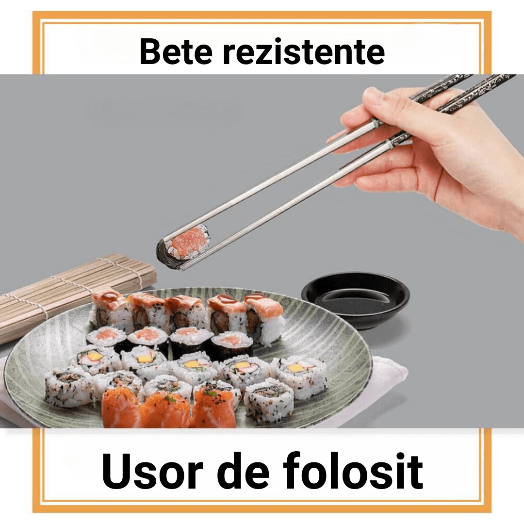 Set 2 Bete Chinezesti Traditionale, LUDORA®, Pentru Mancat, Din Otel Inoxidabil, Rezistente la Spalare