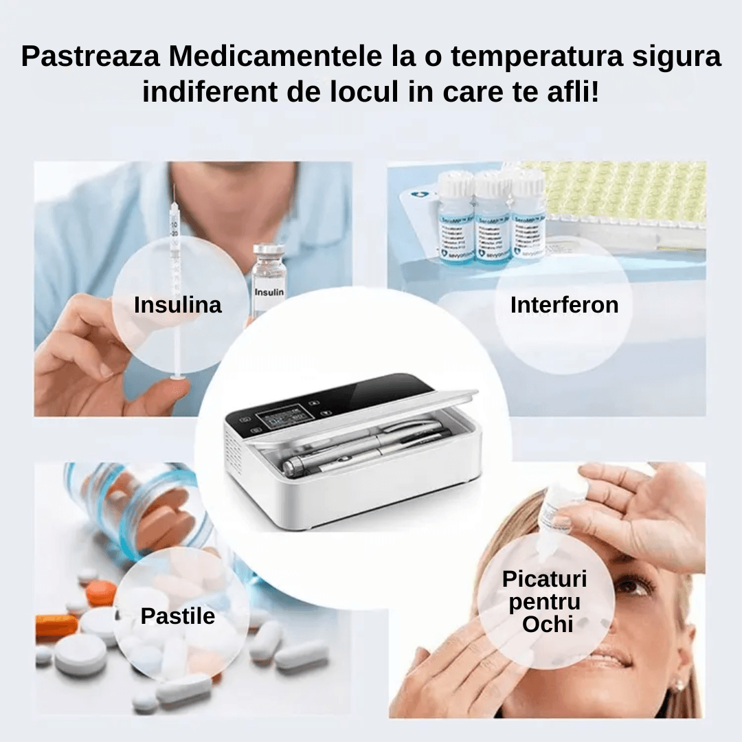 Frigider Mini Medical LUDORA® Pentru Insulina, Medicamente, Capacitate Racire 0-18°C, Dimensiuni 215 x140 x60 mm - imagine 2