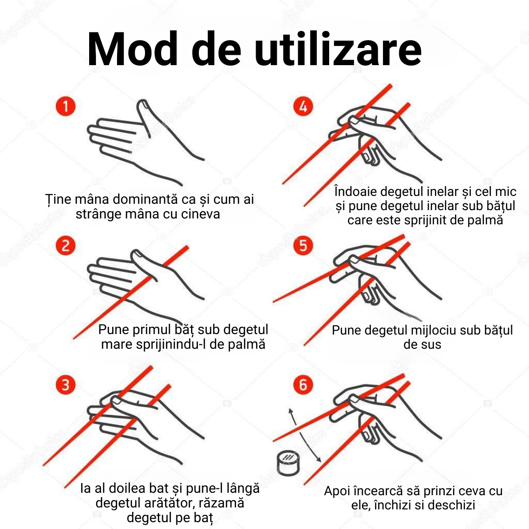 Set Bete Chinezesti Traditionale LUDORA®, Din Otel Inoxidabil, 2 Mini Boluri Incluse, 2 Suporturi pentru Bete