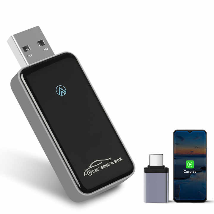 Adaptor Auto 2 in 1 CarPlay Wireless – Modulator FM Multifunctional, Compatibil iPhone si Android
