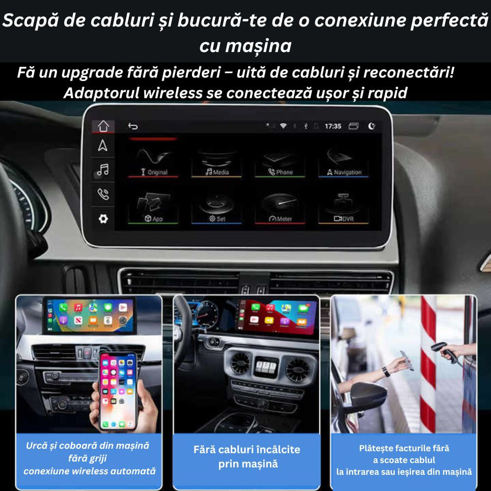 Adaptor Auto 2 in 1 CarPlay Wireless – Modulator FM Multifunctional, Compatibil iPhone si Android - 1 | YEO