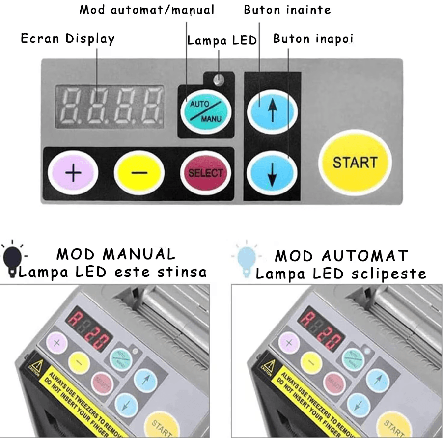 Dispenser Automat de Taiat Banda Adeziva, Functii Duble, LED, Usor de Transportat, Pentru Ambalare, Diverse Dimensiuni - 3 | YEO