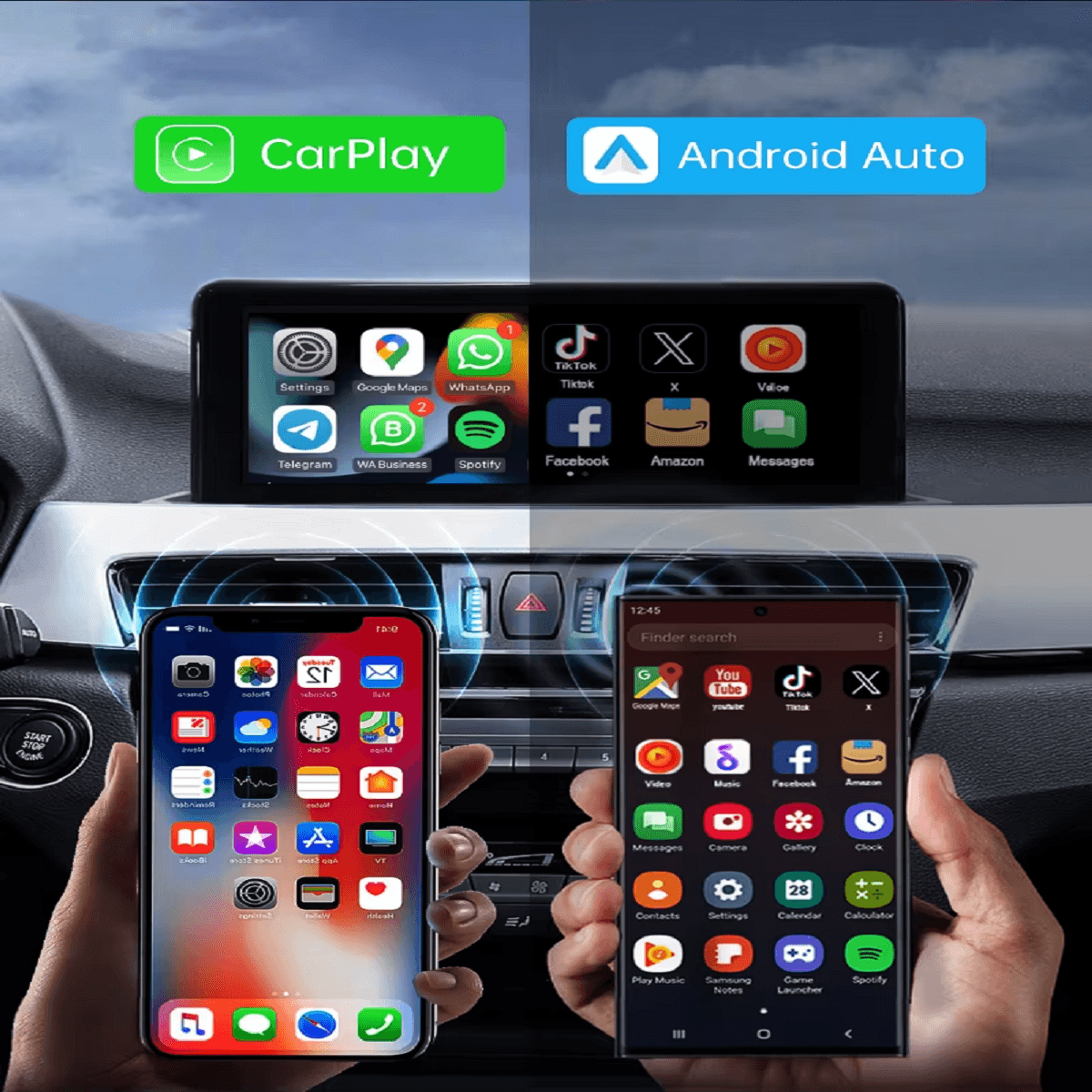 Adaptor Auto Wireless cu Netflix, YouTube, Google Store, Apple Carplay si Android Auto, Wi-Fi 6, 32GB, ANDROID 10, Negru - 4 | YEO