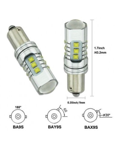 Bec LED Auto Alb H21W / BAY9S Canbus 80W, 12-24V, LED-uri CREE, Alb Intens