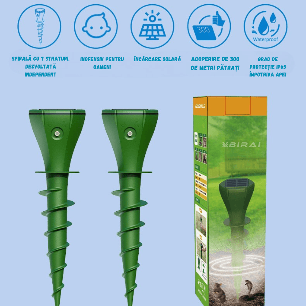 Set 4 Aparate Anti-Cartite BIRAI, incarcare solara, BR08, 3 Moduri, Solar, 700㎡, IP65, Ultrasunete, Eco, Fara Chimicale