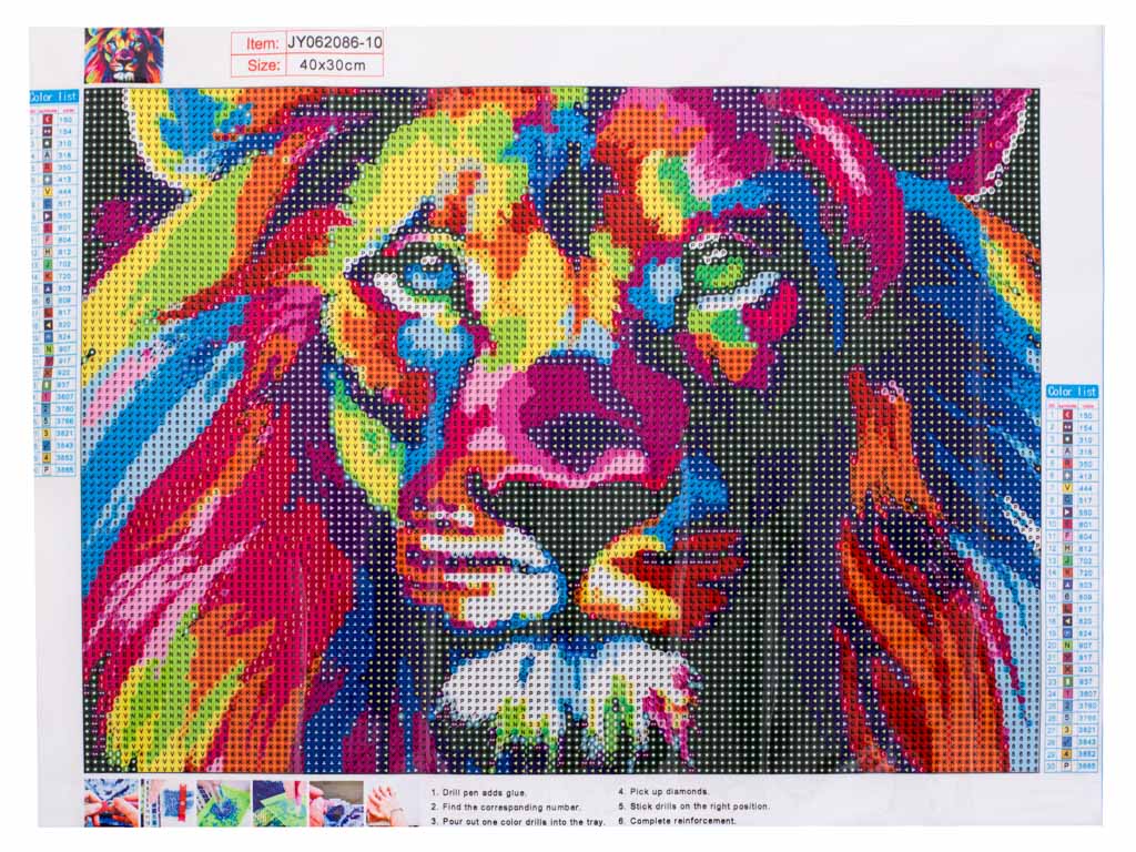 Pictura, Broderie, Mozaic cu Diamante 5D 40 cm x 30 cm model Leu