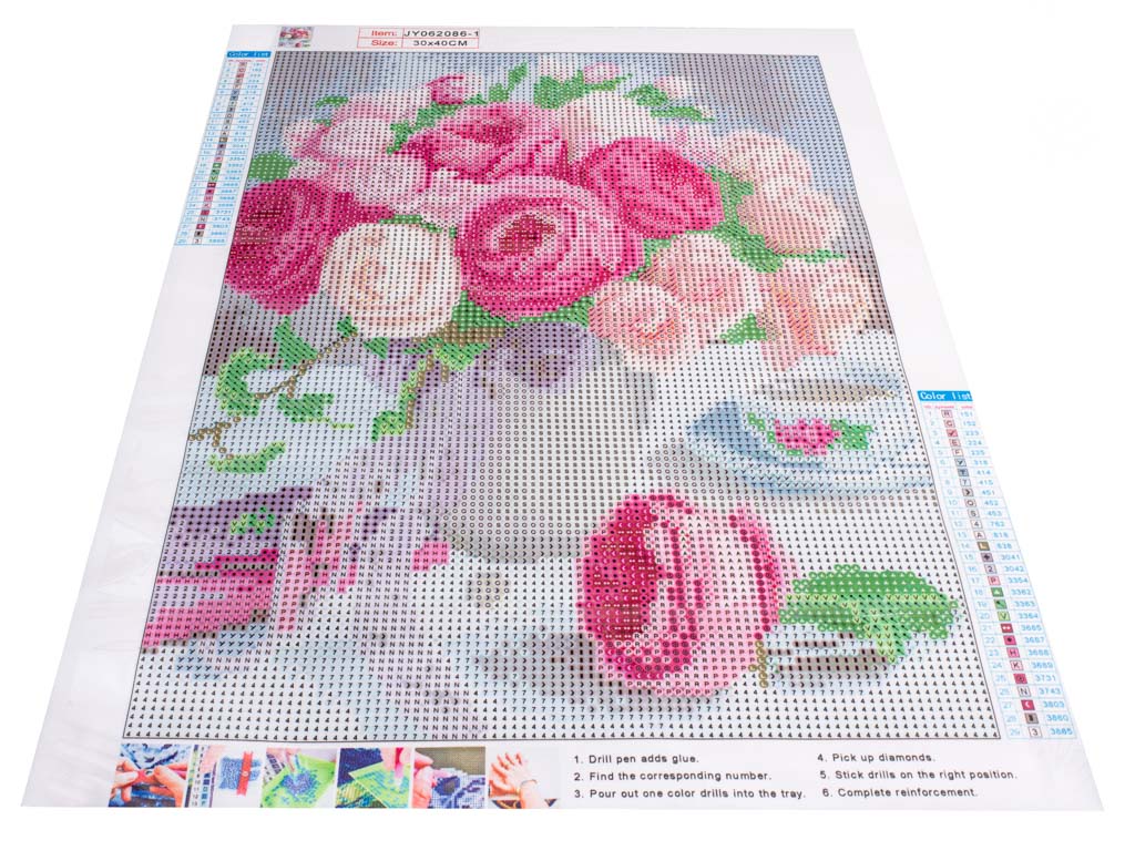 Pictura, Broderie, Mozaic cu Diamante 5D 40 cm x 30 cm model Trandafiri