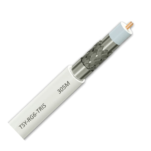 Cablu coaxial RG 6 TRISHIELD'305m'alb TSY-RG6-TRIS