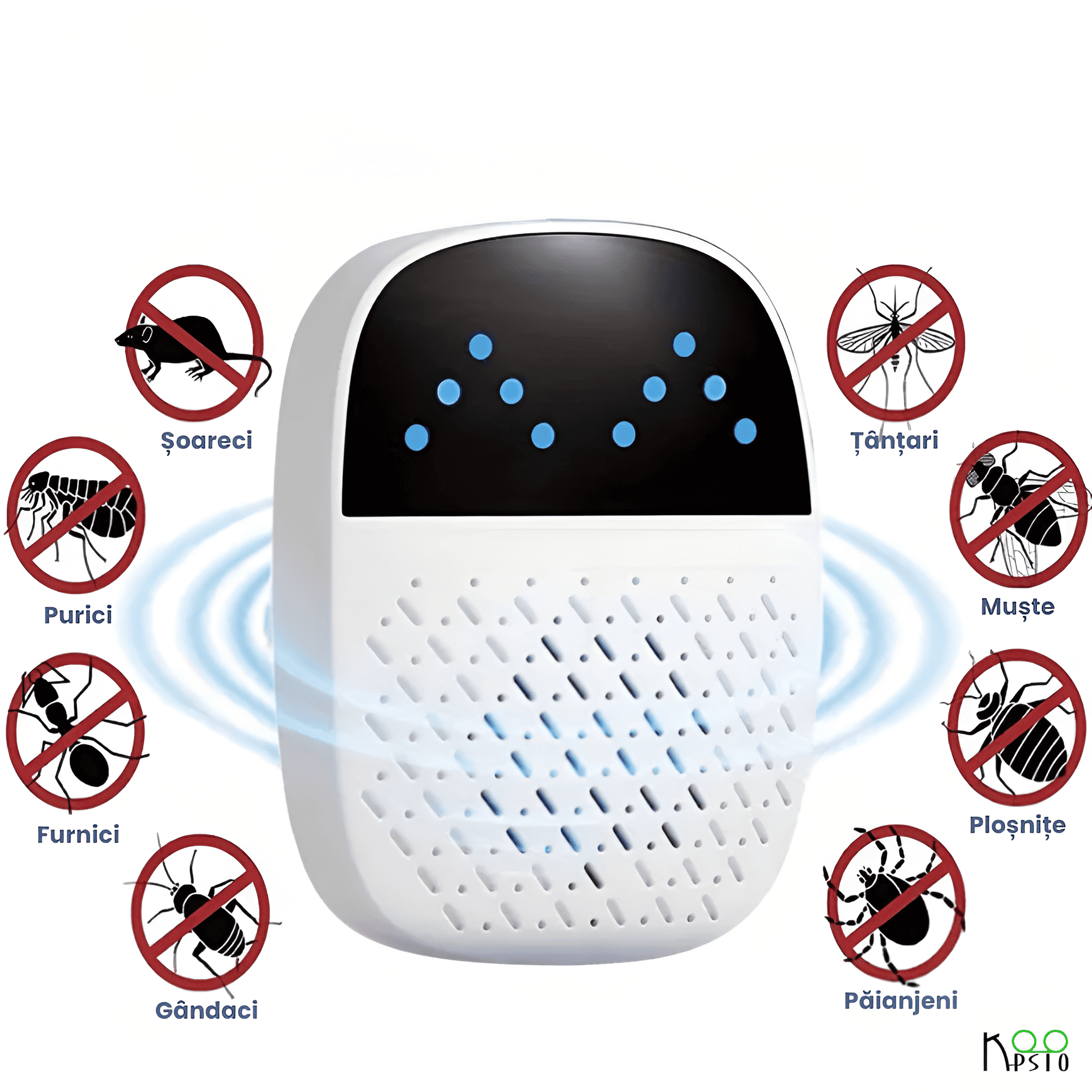 Repelent Ultrasunete AI Smart pentru Soareci si Insecte, Koopsio, Tehnologie Avansata De Rezonanta Acustica
