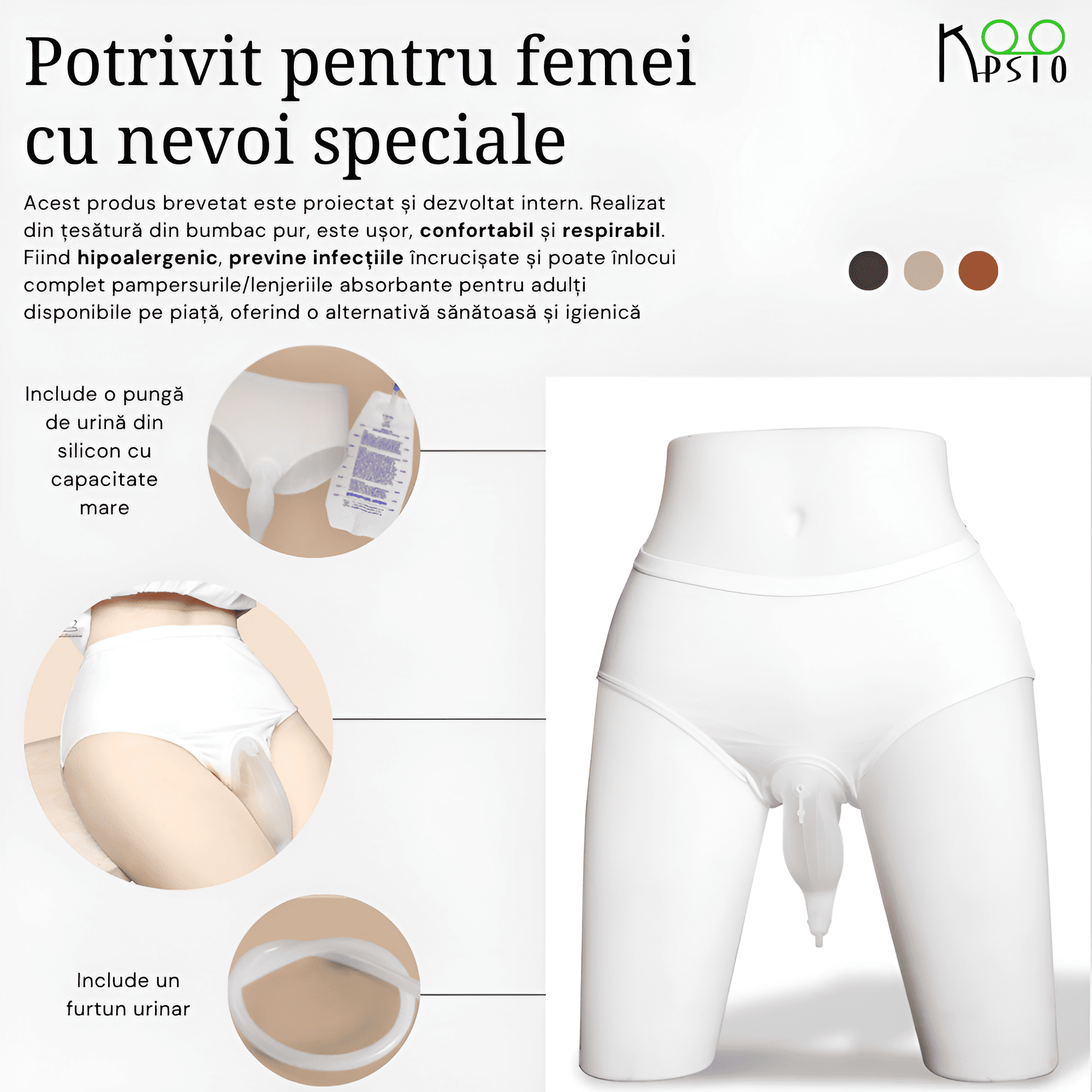 Chiloti Incontinenta Urinara pentru Femei, Koopsio, Bumbac, Potrivire Adaptabila Marime - imagine 4