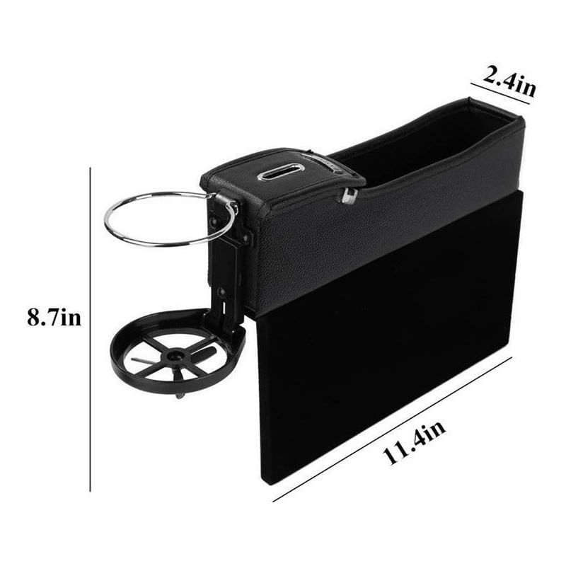 Cutie Organizatoare Scaun Auto din Piele, Neagra, Depozitare Obiecte, Stanga