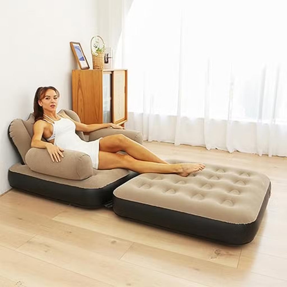 Fotoliu-sezlong gonflabil, 2 in 1, PVC, 100x98x90 cm, Maro — imaginea 2