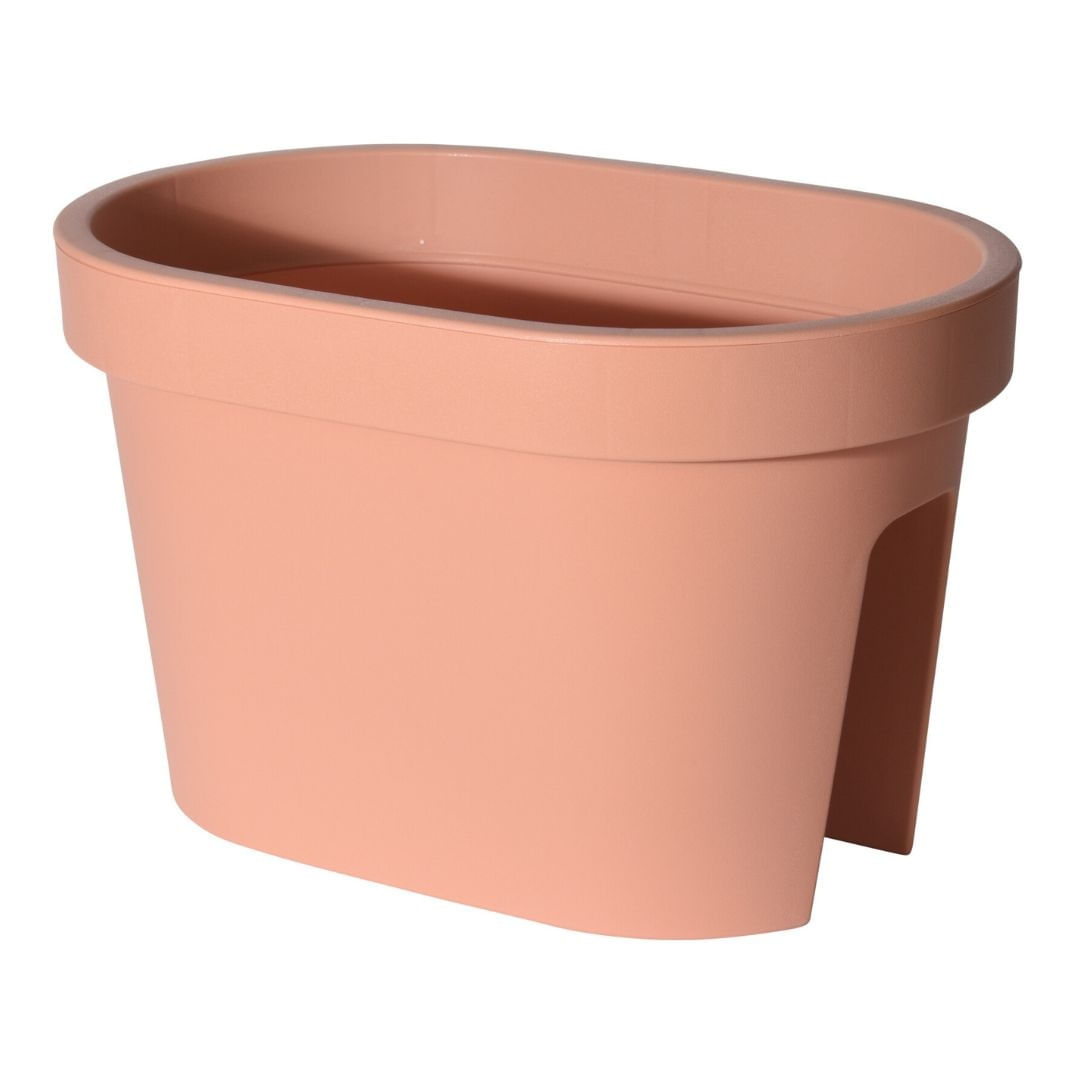Ghiveci pentru balustrada, design oval, culoare terracota, 26x39.5x24 cm — imaginea 2