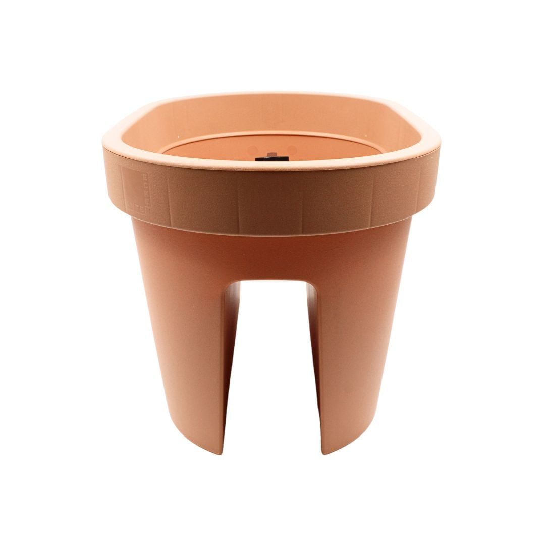 Ghiveci pentru balustrada, design oval, culoare terracota, 26x39.5x24 cm — imaginea 3