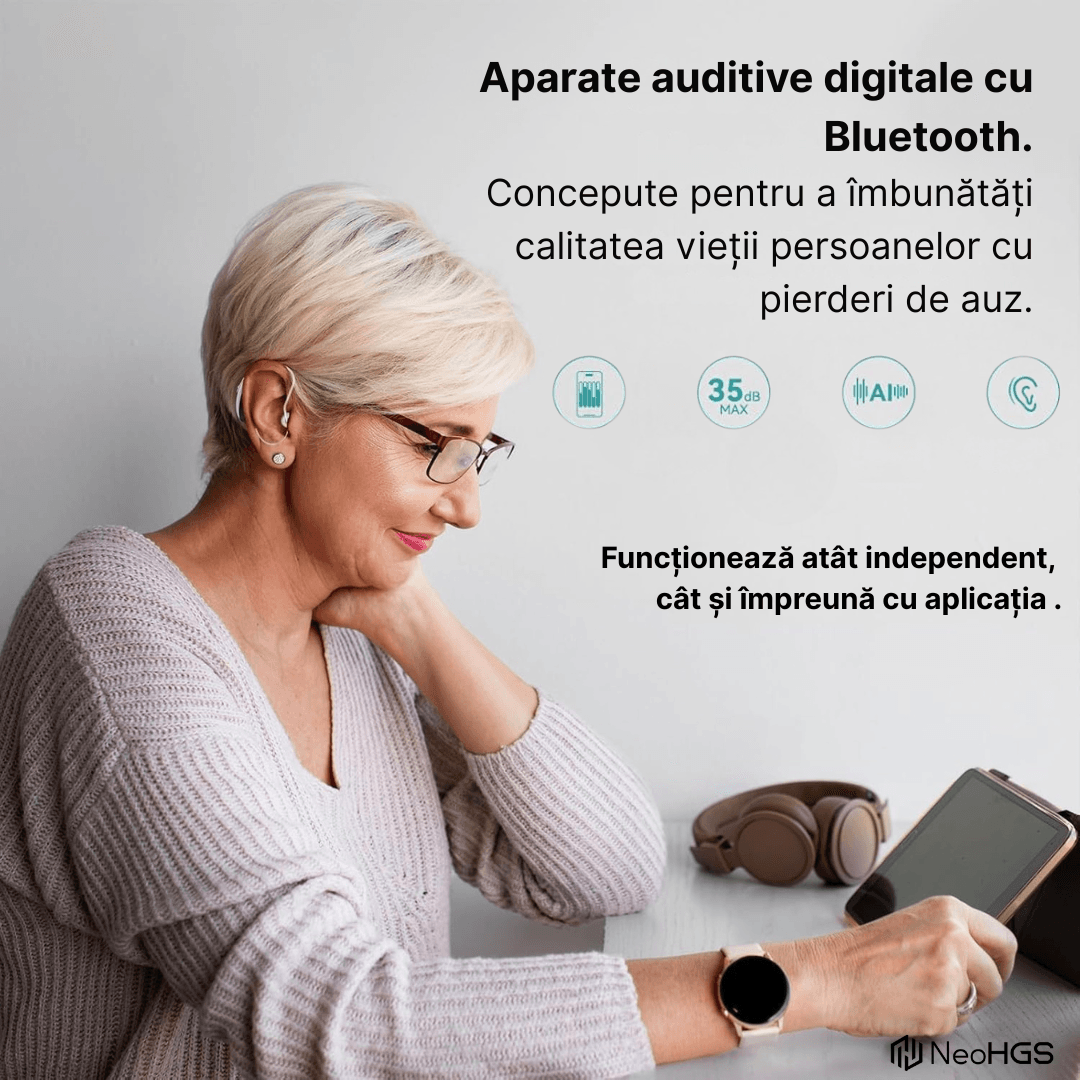 Aparat Auditiv Digital x2 NeoHGS Premium, Sunet Clar, Fara Ecou, Incarcare Rapida, Bluetooth, de Ultima Generatie - imagine 7