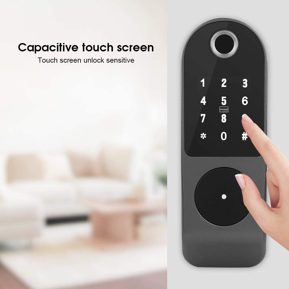 Incuietoare inteligenta Smart, waterproof, deblocare cu amprenta, parola, card APP bluetooth, cheie, pentru usa exterior