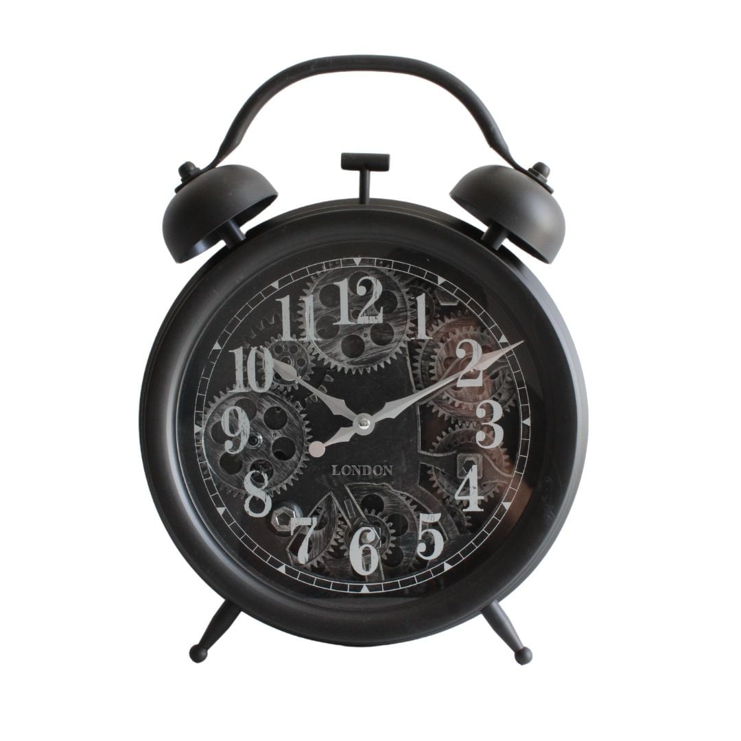 Ceas de Masa cu Mecanism Decorativ Movement, Vintage Industrial, 40x30 cm – Negru Mat