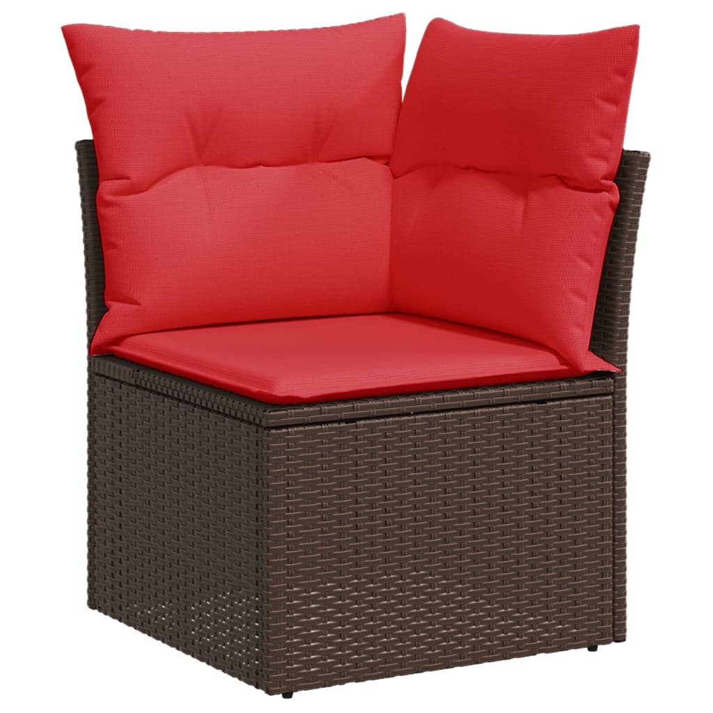 Set canapele de gradina cu perne, 10 piese, maro, poliratan — imaginea 4